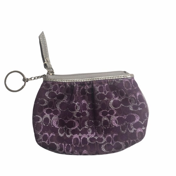 Coach Handbags - Coach purple silver optic coin pouch key ring